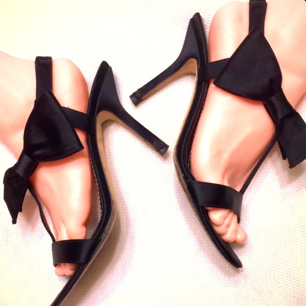 Kate Spade Stilettos Heels Sandals Black Satin 7.5
